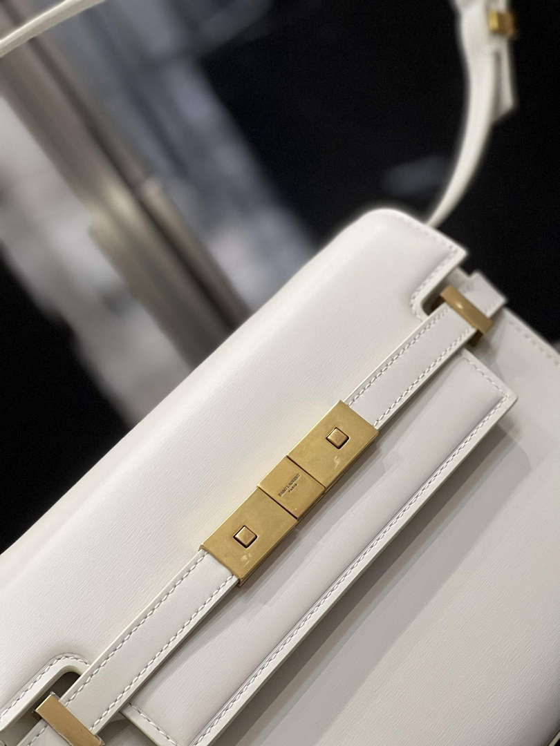 YSL 675626 Manhattan Small Shoulder Bag In Box Saint Laurent Leather White