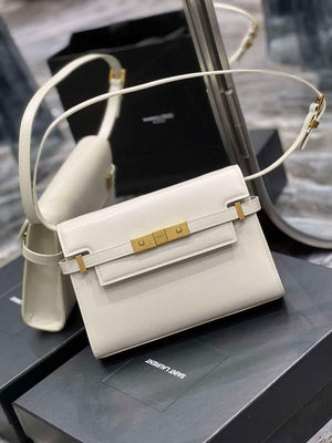 YSL 675626 Manhattan Small Shoulder Bag In Box Saint Laurent Leather White - Default Title - View 4