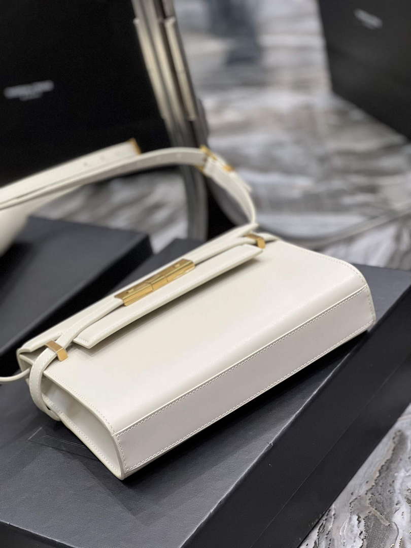 YSL 675626 Manhattan Small Shoulder Bag In Box Saint Laurent Leather White - Default Title - View 6
