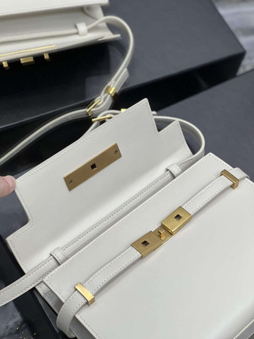 YSL 675626 Manhattan Small Shoulder Bag In Box Saint Laurent Leather White - Default Title - View 7