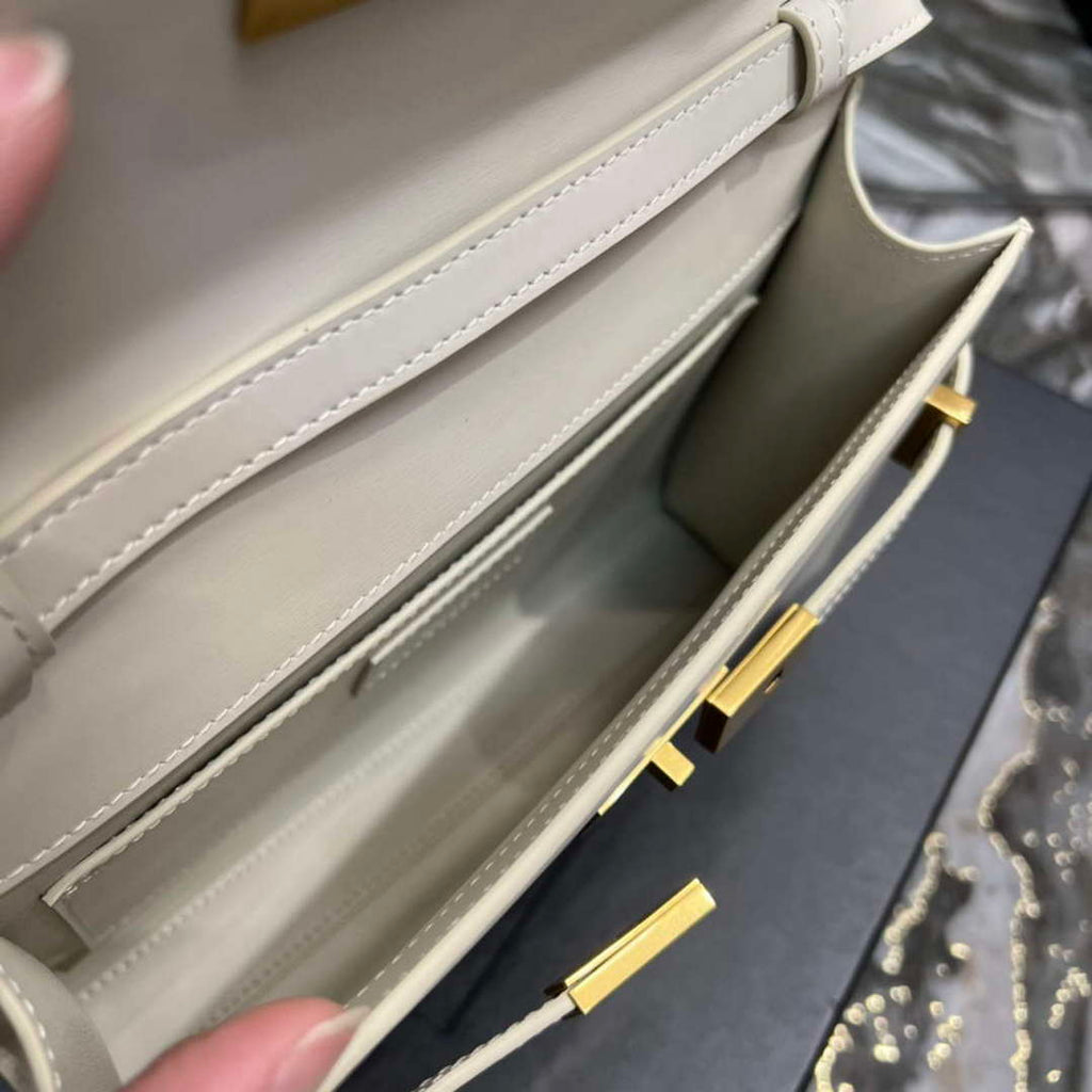 YSL 675626 Manhattan Small Shoulder Bag In Box Saint Laurent Leather White