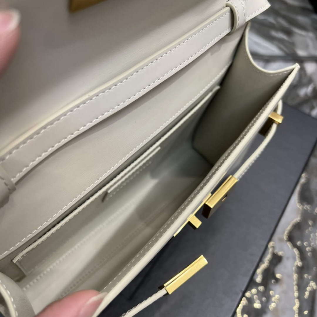 YSL 675626 Manhattan Small Shoulder Bag In Box Saint Laurent Leather White