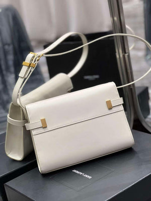 YSL 675626 Manhattan Small Shoulder Bag In Box Saint Laurent Leather White - Default Title - View 9