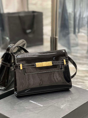 YSL 675626 Manhattan Small Shoulder Bag In Patent Leather Black - Default Title - View 2