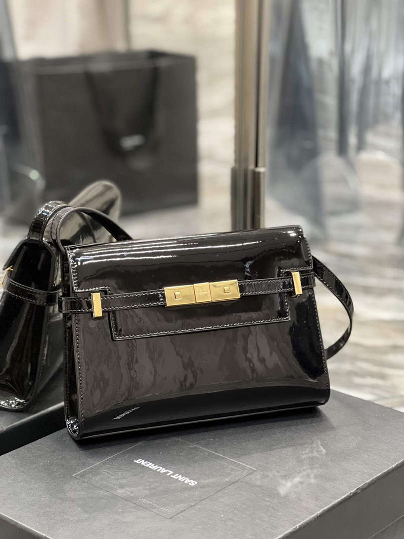 YSL 675626 Manhattan Small Shoulder Bag In Patent Leather Black - Default Title - View 2