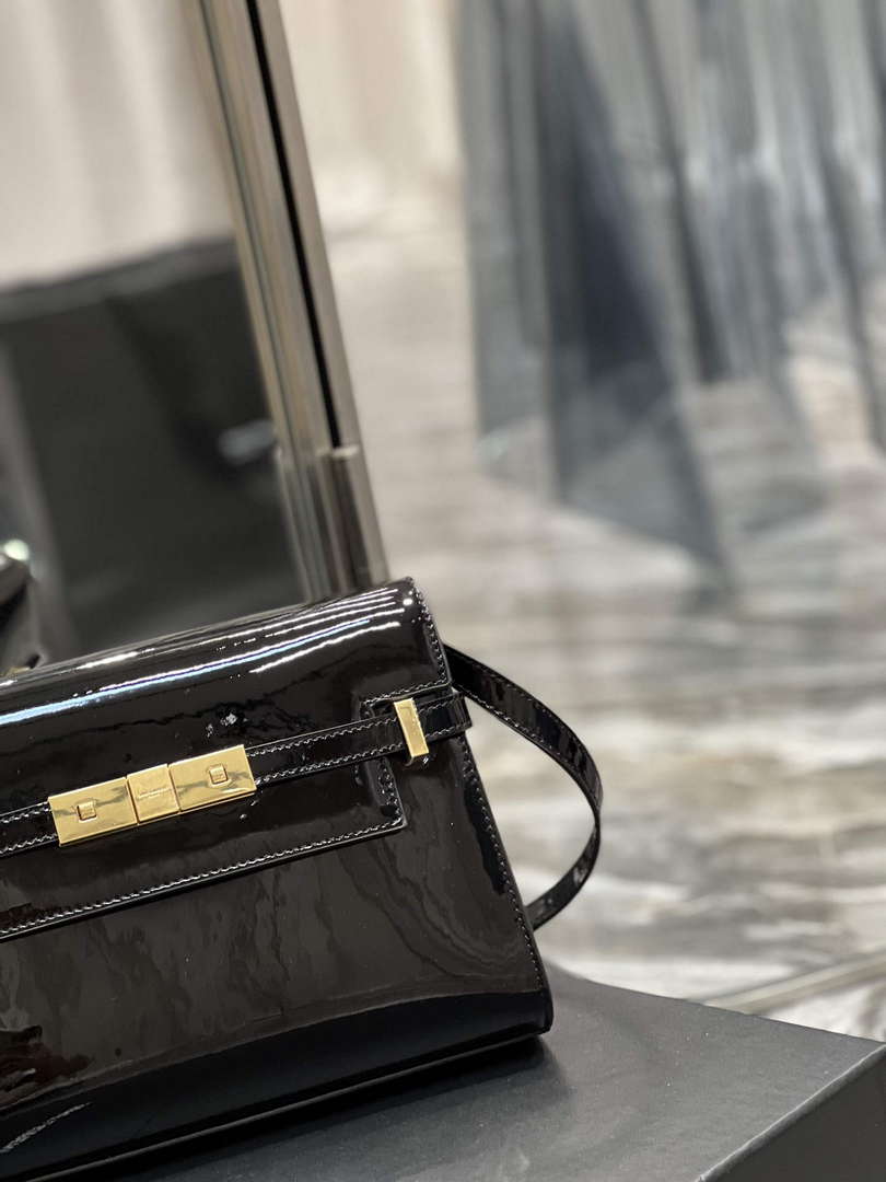 YSL 675626 Manhattan Small Shoulder Bag In Patent Leather Black - Default Title - View 3