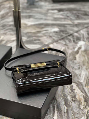 YSL 675626 Manhattan Small Shoulder Bag In Patent Leather Black - Default Title - View 7
