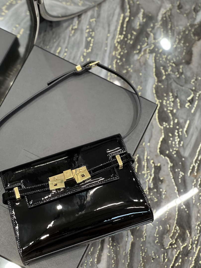 YSL 675626 Manhattan Small Shoulder Bag In Patent Leather Black - Default Title - View 8
