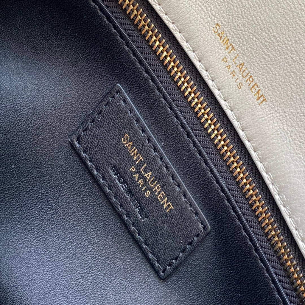 YSL 676628 Kate Supple 99 In Quilted Lambskin White