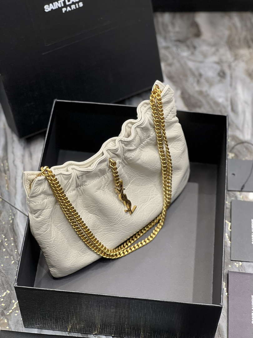YSL 681632 Saint Laurent Mini leather shoulder bag White