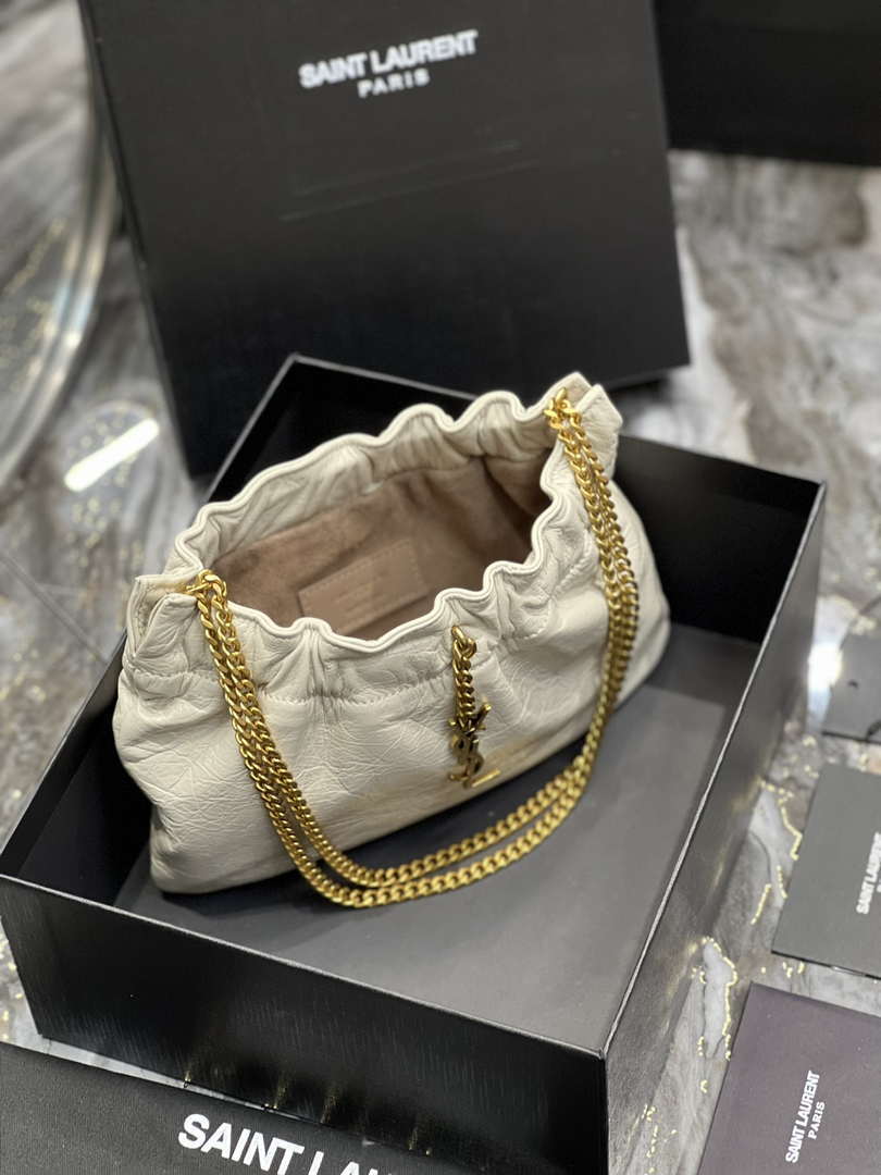YSL 681632 Saint Laurent Mini leather shoulder bag White