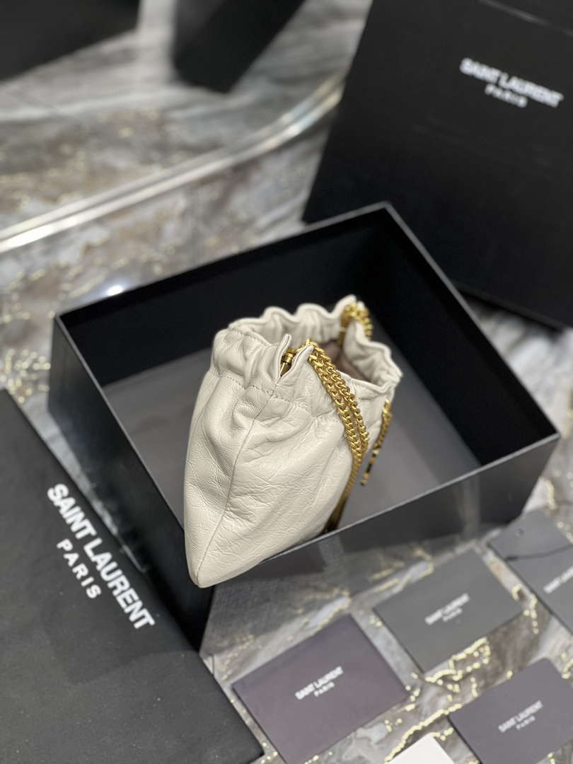 YSL 681632 Saint Laurent Mini leather shoulder bag White