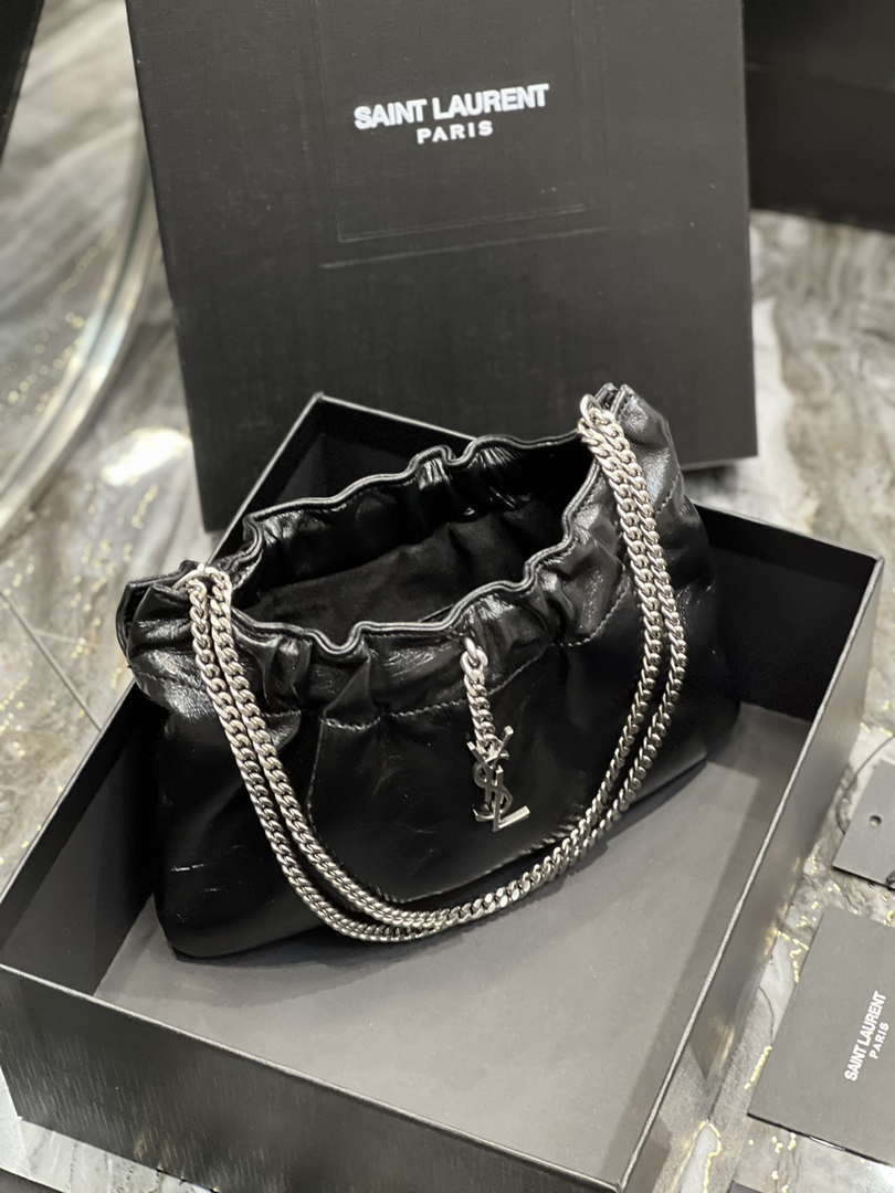 YSL 681632 Saint Laurent Mini leather shoulder bag Black