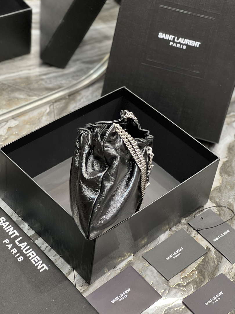 YSL 681632 Saint Laurent Mini leather shoulder bag Black