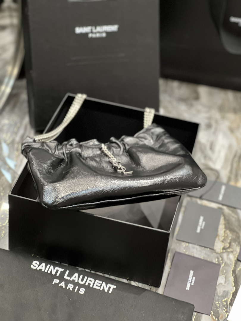 YSL 681632 Saint Laurent Mini leather shoulder bag Black