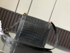 YSL 685574 Gaby Mini Satchel In Crocodile-Embossed Lacquered black - Default Title - View 3