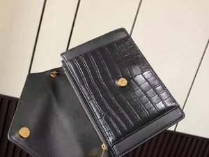 YSL 685574 Gaby Mini Satchel In Crocodile-Embossed Lacquered black - Default Title - View 7