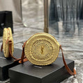 YSL 685601 Saint Laurent Sac Round Raffia Bag In Neutral - Default Title - View 1