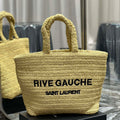 YSL 688864 Saint Laurent Rive Gauche Tote  in Apricot Raffia - Default Title - View 1