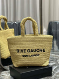 YSL 688864 Saint Laurent Rive Gauche Tote  in Apricot Raffia
