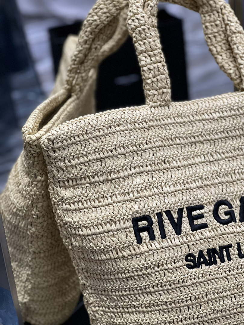 YSL 688864 Saint Laurent Rive Gauche Tote  in Apricot Raffia
