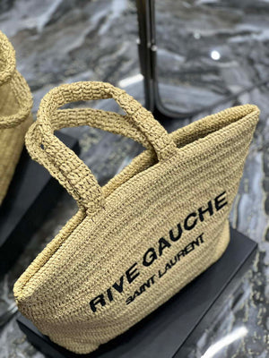 YSL 688864 Saint Laurent Rive Gauche Tote  in Apricot Raffia - Default Title - View 5