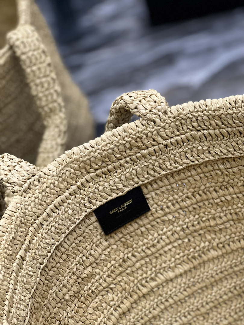 YSL 688864 Saint Laurent Rive Gauche Tote  in Apricot Raffia