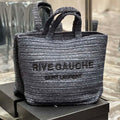 YSL 688864 Saint Laurent Rive Gauche Tote in Black Raffia - Default Title - View 1