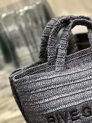 YSL 688864 Saint Laurent Rive Gauche Tote in Black Raffia - Default Title - View 5