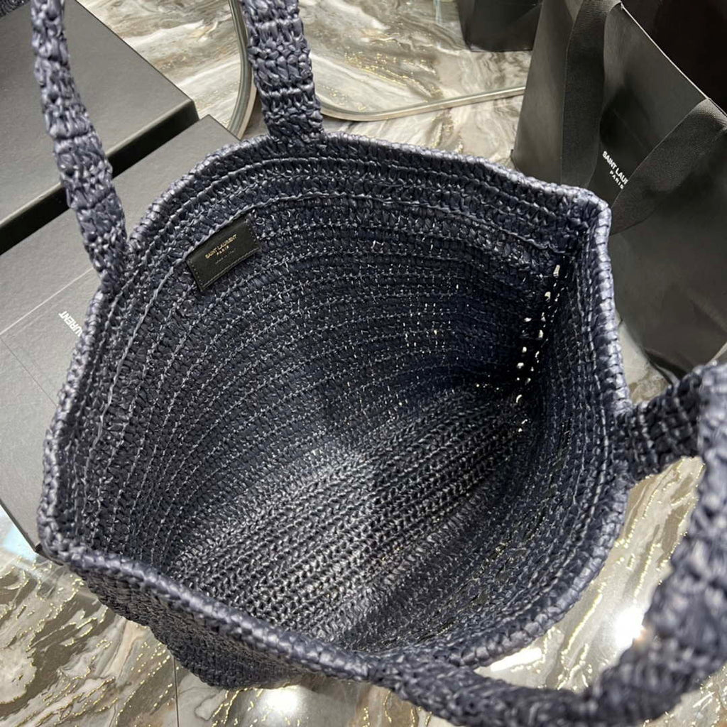 YSL 688864 Saint Laurent Rive Gauche Tote in Black Raffia