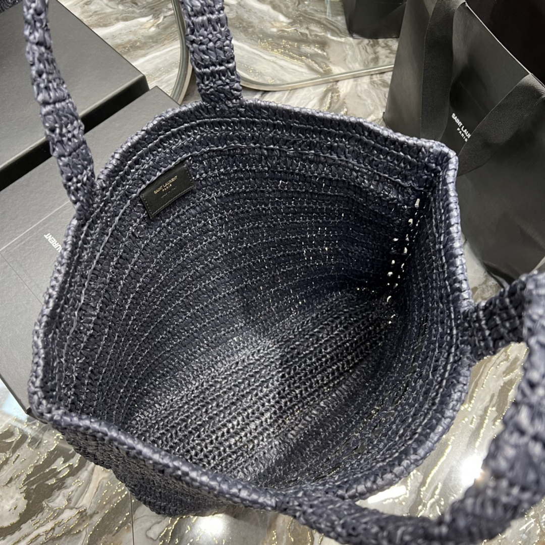 YSL 688864 Saint Laurent Rive Gauche Tote in Black Raffia