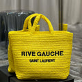 YSL 688864 Saint Laurent Rive Gauche Tote in Yellow Raffia - Default Title - View 1