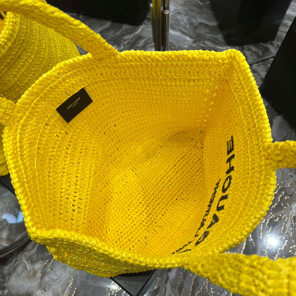 YSL 688864 Saint Laurent Rive Gauche Tote in Yellow Raffia