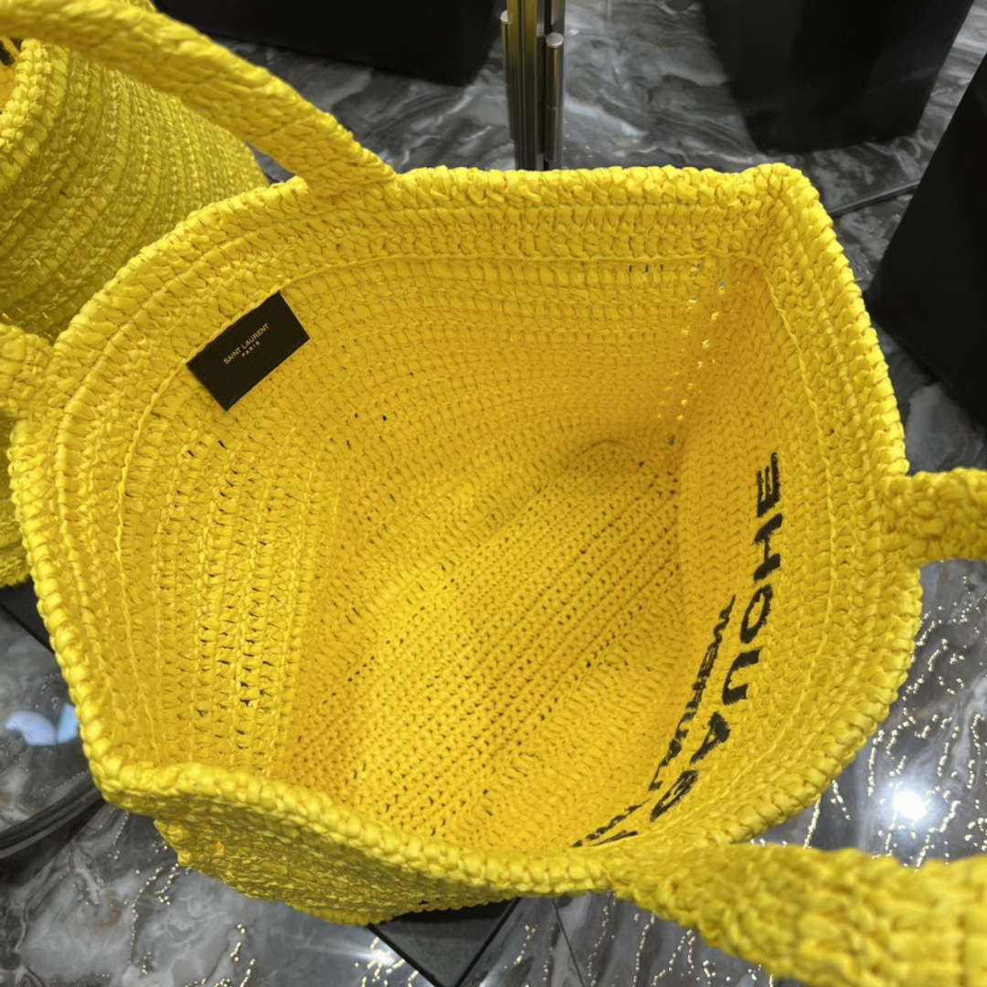 YSL 688864 Saint Laurent Rive Gauche Tote in Yellow Raffia