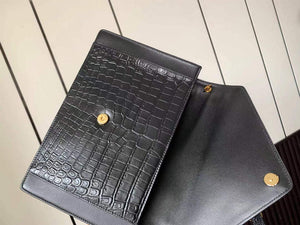 YSL 695724 Gaby Satchel In Crocodile-Embossed Lacquered Leather And Lambskin black - Default Title - View 6