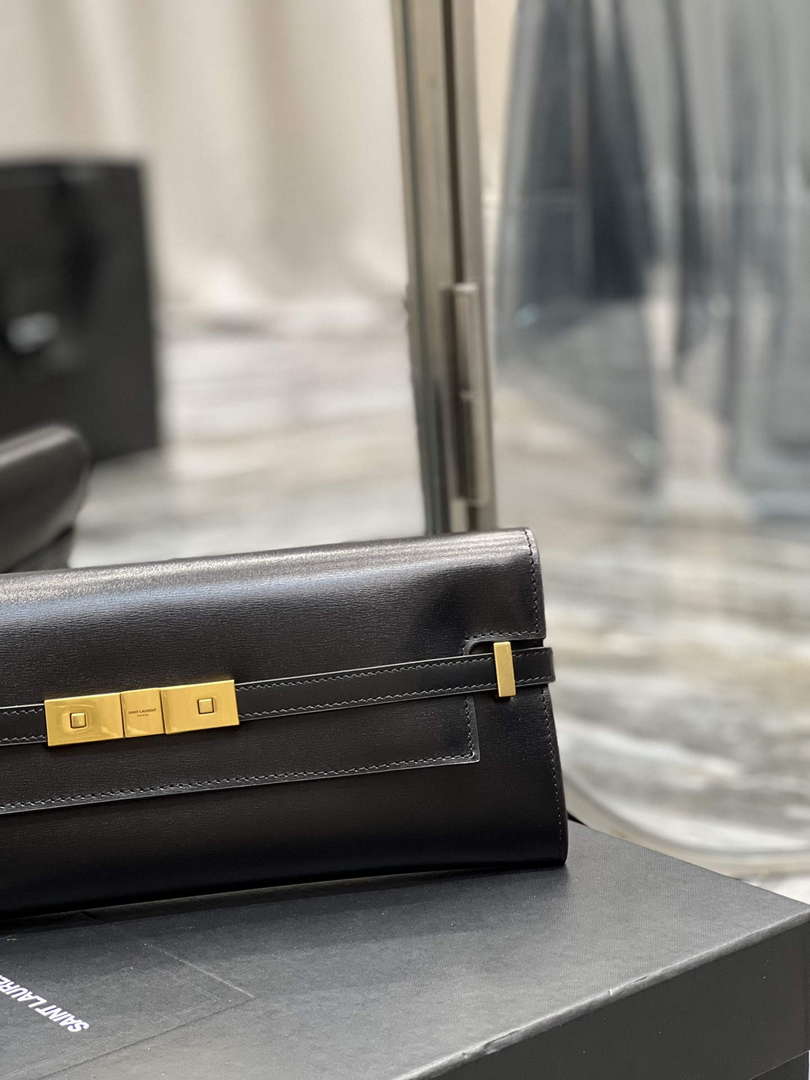 YSL 695949 Manhattan Clutch In Box Saint Laurent Leather Black - Default Title - View 3