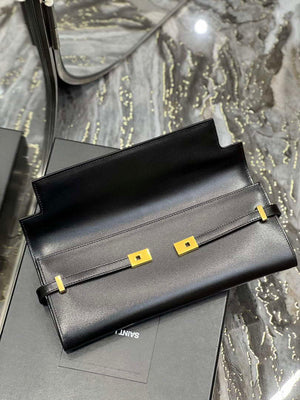 YSL 695949 Manhattan Clutch In Box Saint Laurent Leather Black - Default Title - View 7