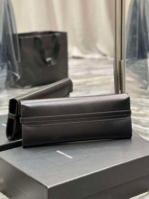 YSL 695949 Manhattan Clutch In Box Saint Laurent Leather Black - Default Title - View 9
