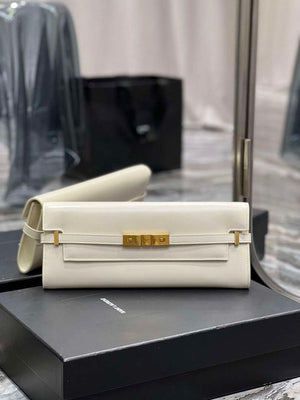 YSL 695949 Manhattan Clutch In Box Saint Laurent Leather White - Default Title - View 1