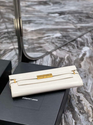 YSL 695949 Manhattan Clutch In Box Saint Laurent Leather White - Default Title - View 5
