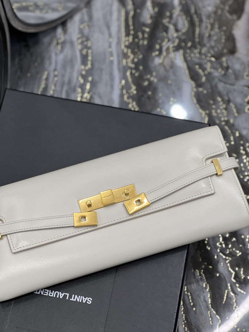 YSL 695949 Manhattan Clutch In Box Saint Laurent Leather White - Default Title - View 6
