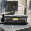 YSL 695949 Manhattan Clutch In Crocodile-Embossed Leather Black - Default Title - View 1