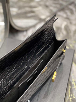 YSL 695949 Manhattan Clutch In Crocodile-Embossed Leather Black - Default Title - View 8