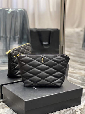 YSL 696779 Sade Pouch In Quilted Lambskin Black - Default Title - View 1