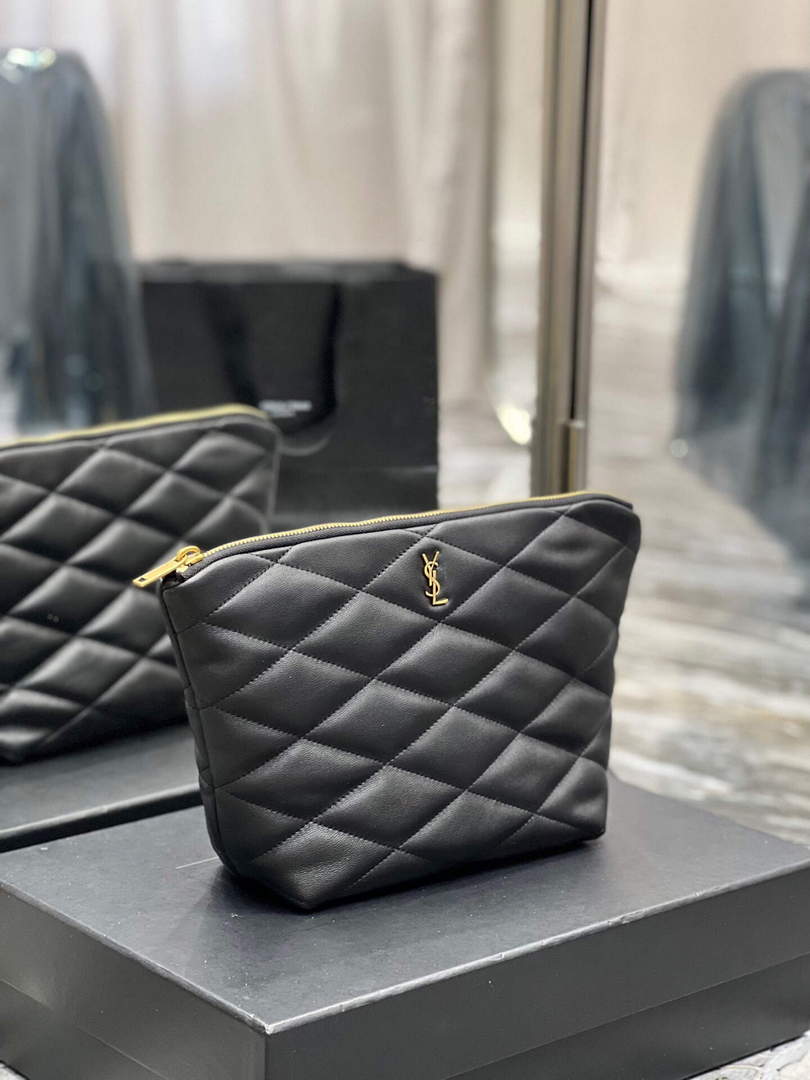YSL 696779 Sade Pouch In Quilted Lambskin Black - Default Title - View 4