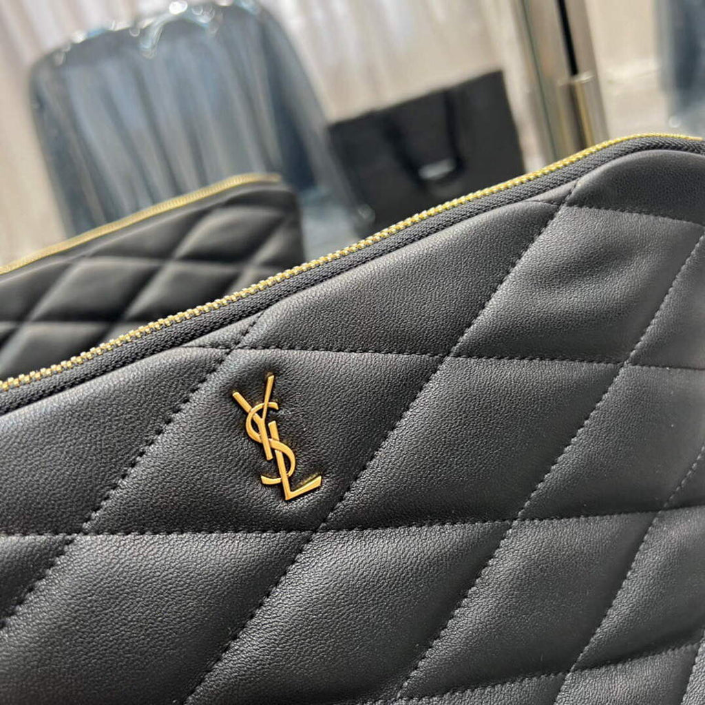 YSL 696779 Sade Pouch In Quilted Lambskin Black