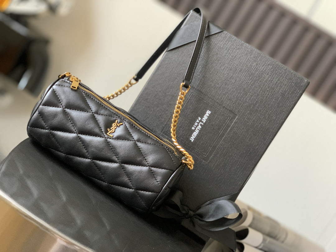 YSL 699703 Sade Mini Tube Bag In Quilted Lambskin Black - Default Title - View 1