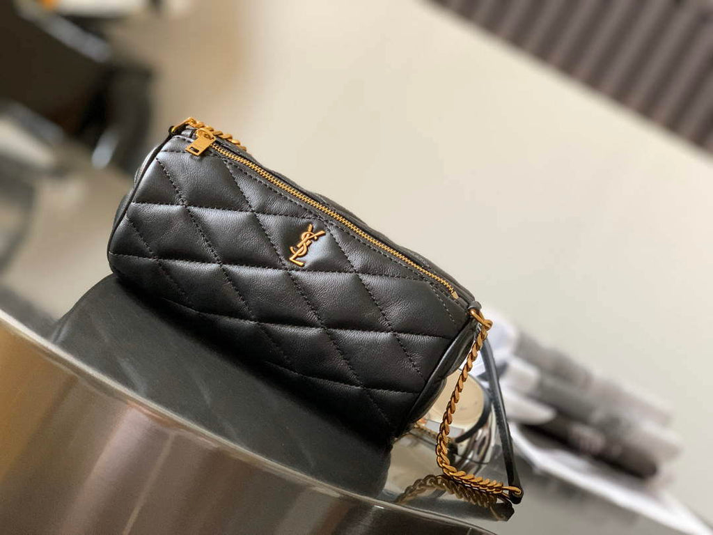 YSL 699703 Sade Mini Tube Bag In Quilted Lambskin Black