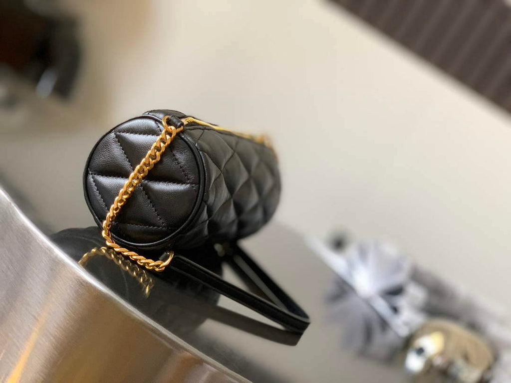 YSL 699703 Sade Mini Tube Bag In Quilted Lambskin Black