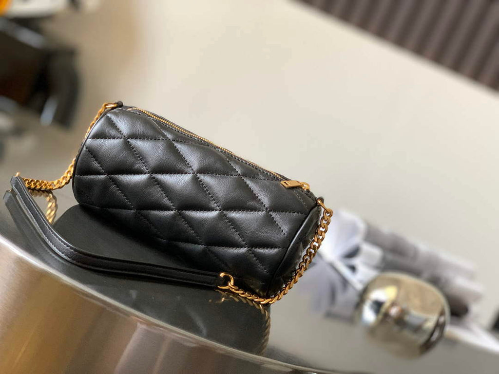 YSL 699703 Sade Mini Tube Bag In Quilted Lambskin Black